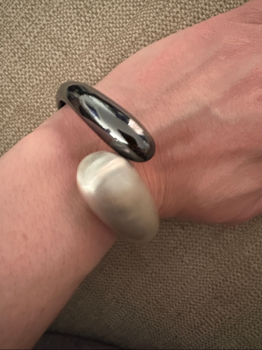 Cuff Bracelet two tone gunmetal and matte silver